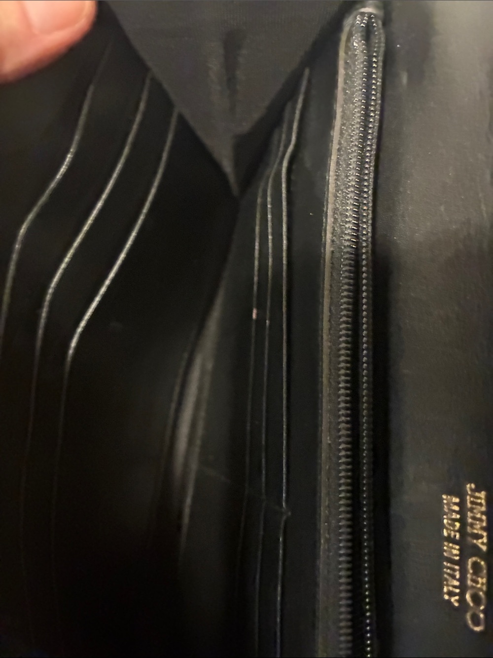 Jimmy Choo Black Leather Clutch with Gold Plate - Picture 10 of 10